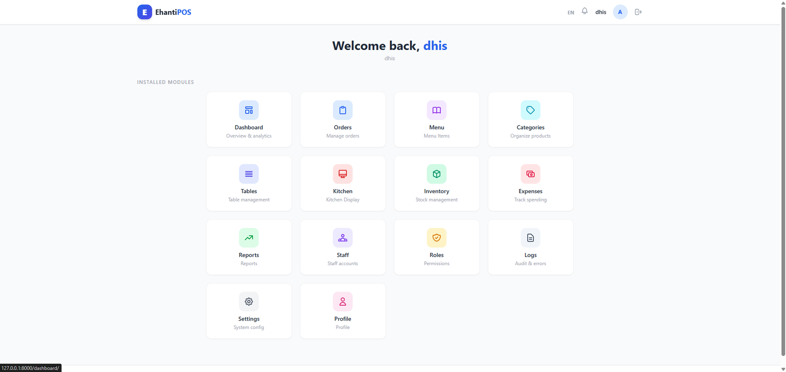EhantiPOS — Restaurant POS