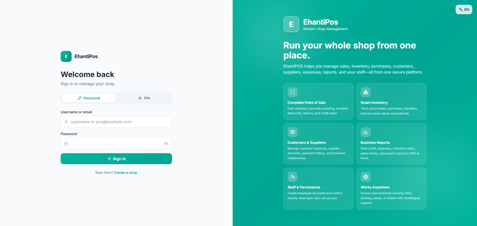 EhantiPOS — Shop & Retail ERP